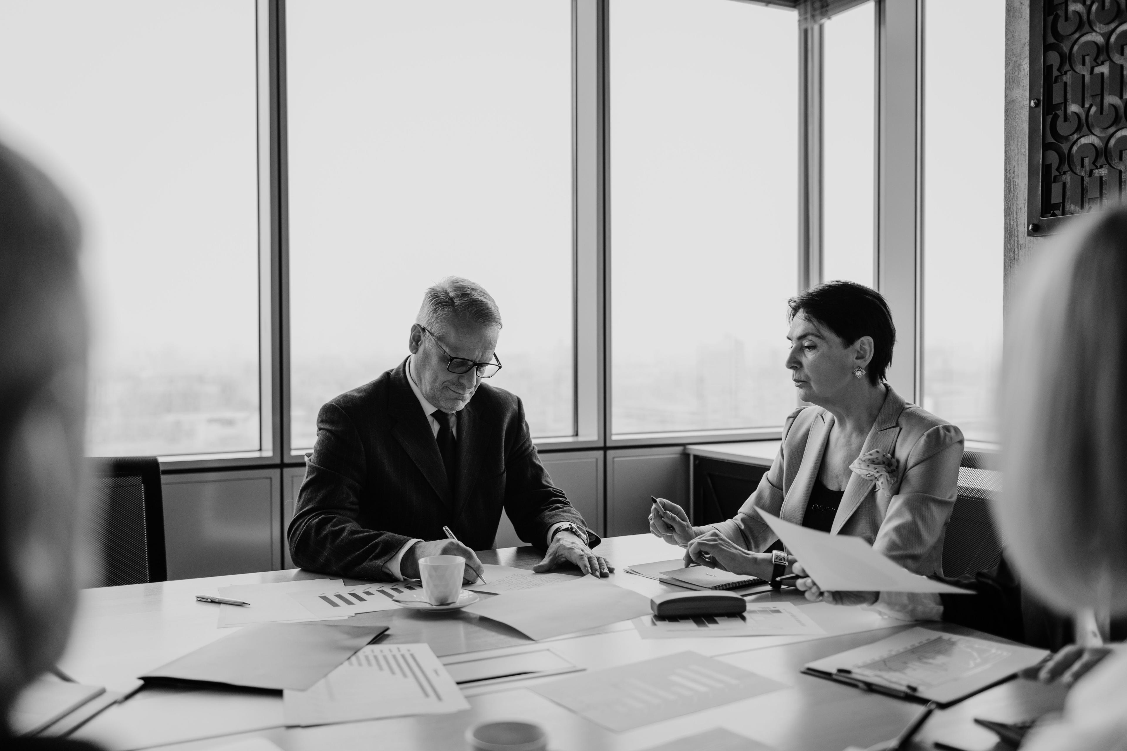 An executive reviewing a confidential brief